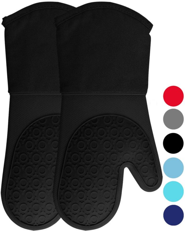 Silicone Oven Mitts with Quilted Cotton Lining