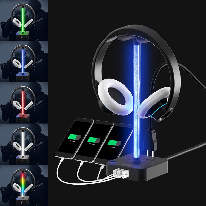 RGB Headphone Stand with USB Charger COZOO Desktop Gaming Headset Holder