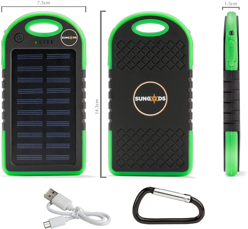 Solar Flashlight 5000mh Portable Solar Power Bank - Size