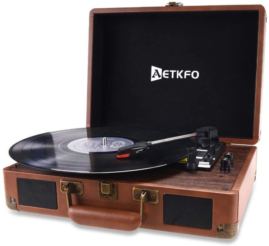 Record Player AETKFO 3-Speed Vinyl Turntable Record