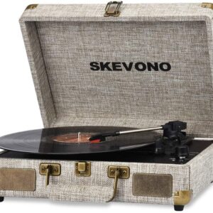 Vinyl Record Player, SKEVONO 3 Speed Portable Suitcase Turntable