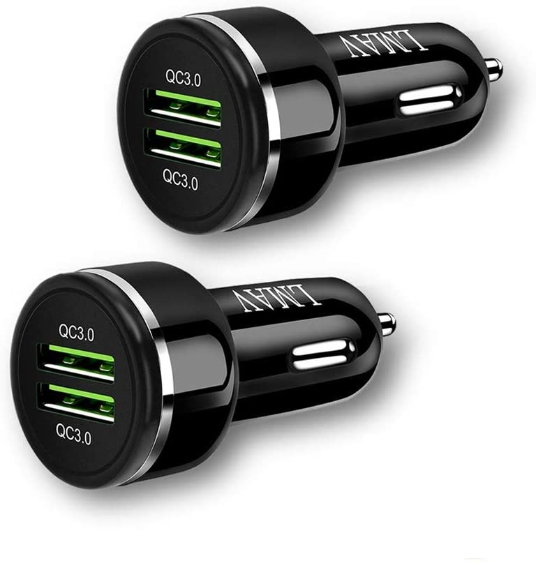 Car Charger, 48W 6A Dual-Port QC 3.0 Fast USB Car Charger Adapter