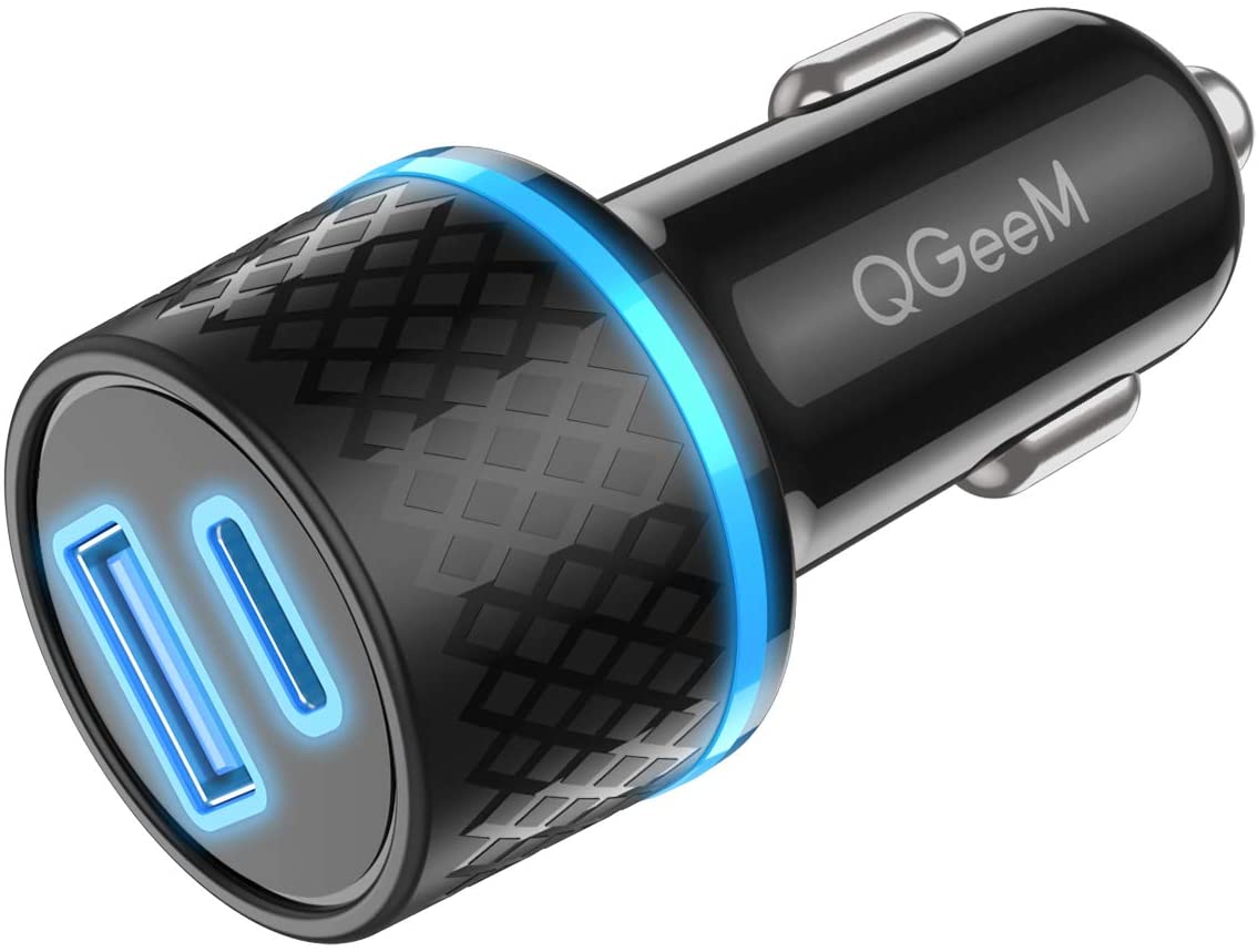 USB C Car Charger Adapter, QGeeM 36W 2 Port Fast Car Charger